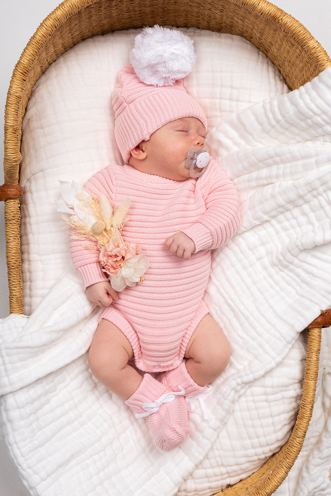 Knitted Booties - Pink