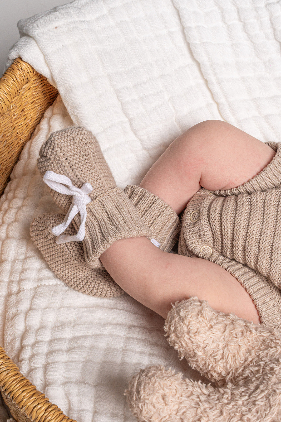 Knitted Booties - Oatmeal