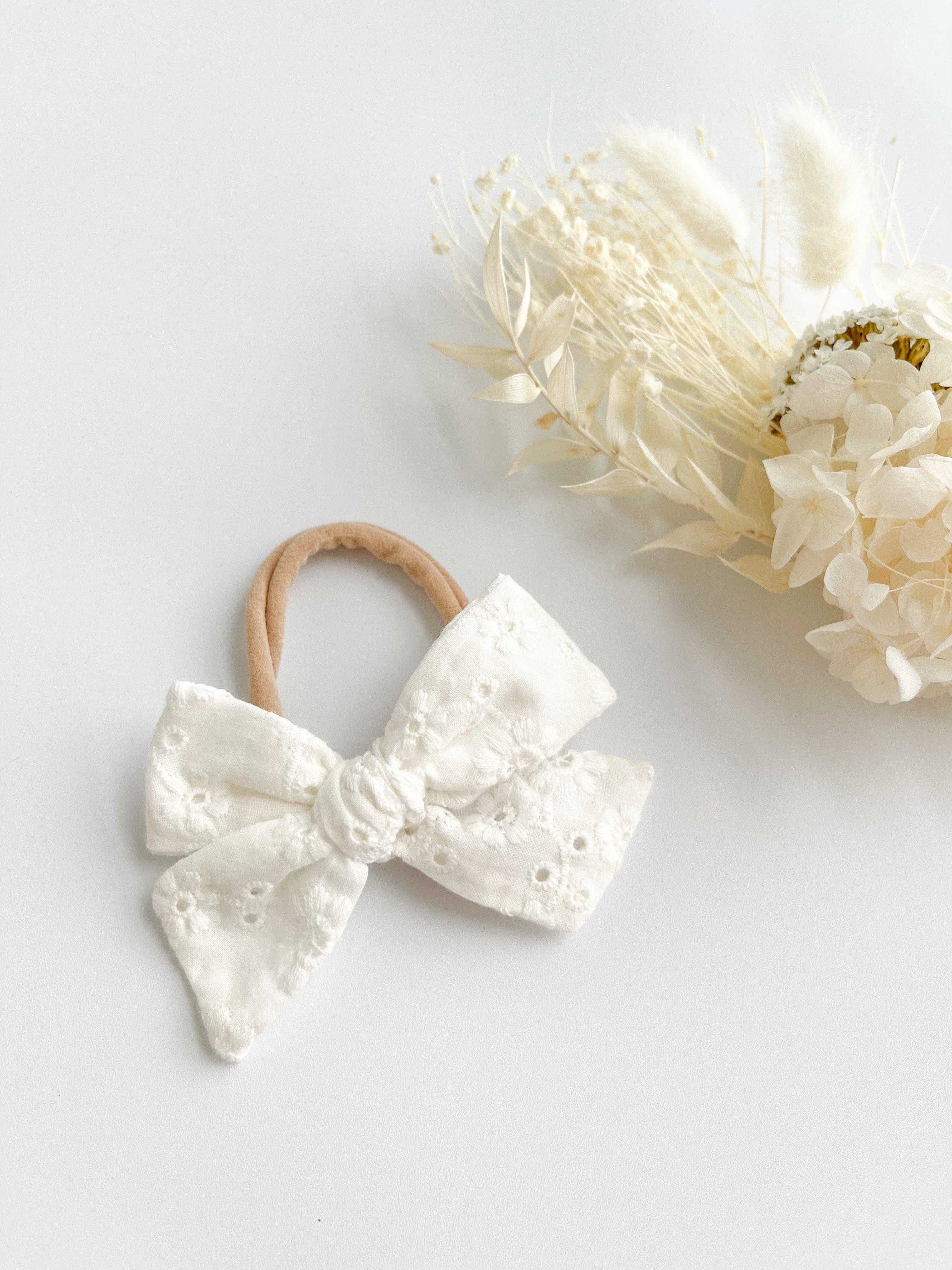 White Broderie Mini Bow